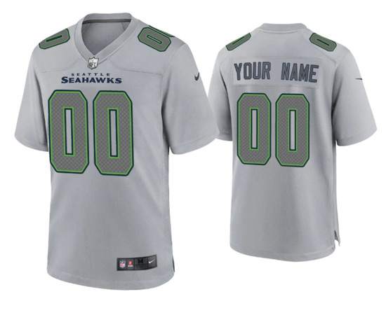 Men's Seattle Seahawks Active Player Custom Gray Atmosphere Fashion Stitched Game Jersey